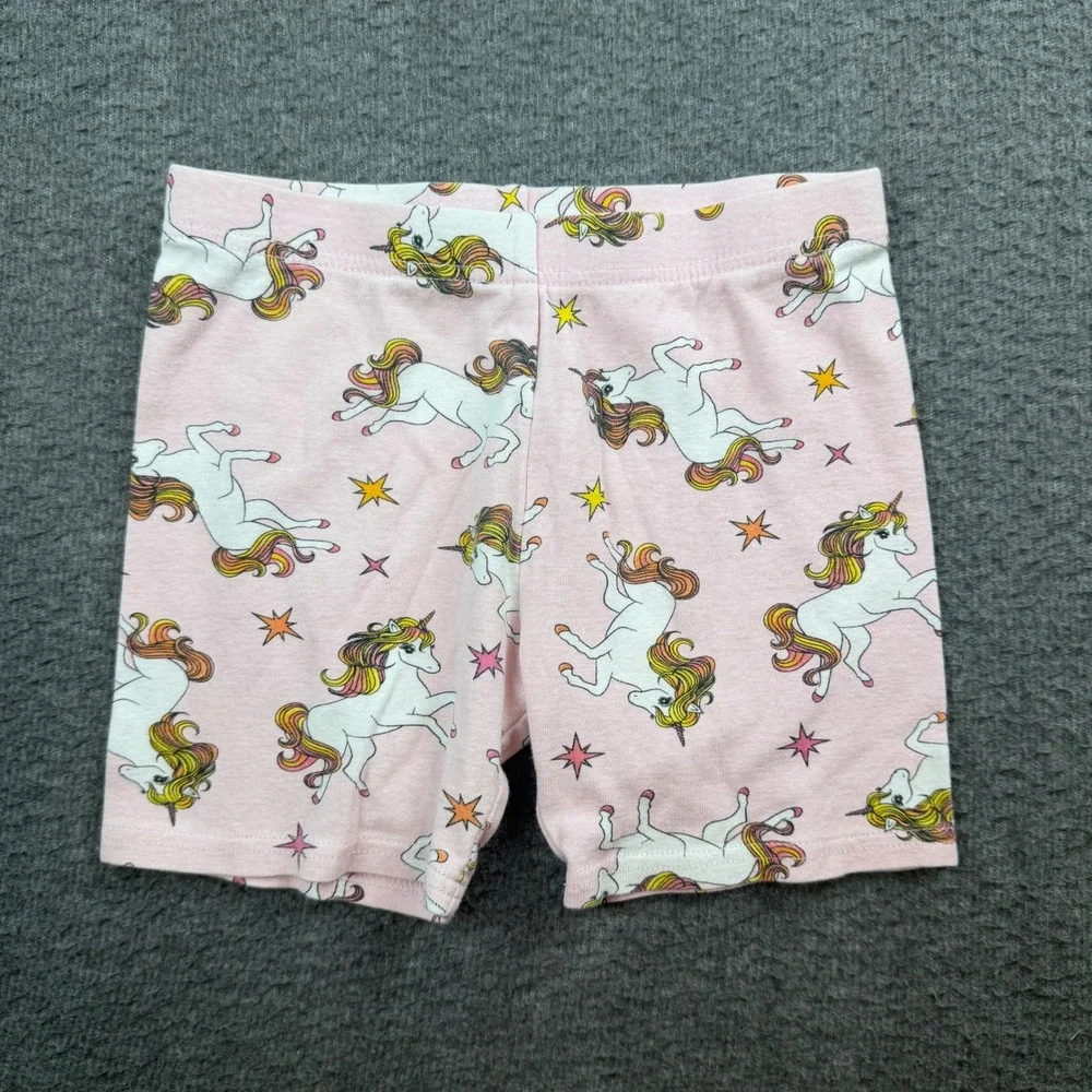 The Children's Place Unicorn Biker Shorts Kids 6X/7 Pink Cotton Stretch Snug Fit